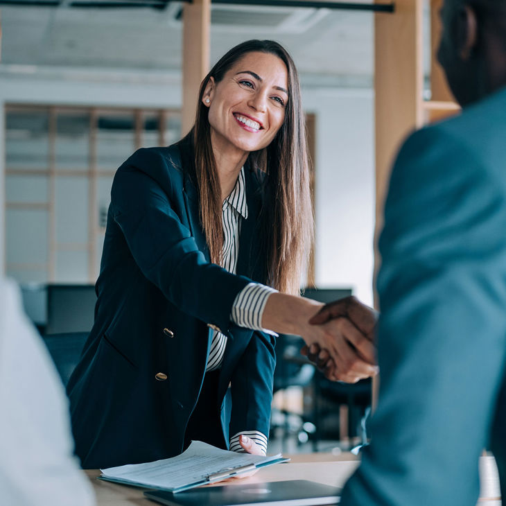 Woman Shaking Hands During Meeting 