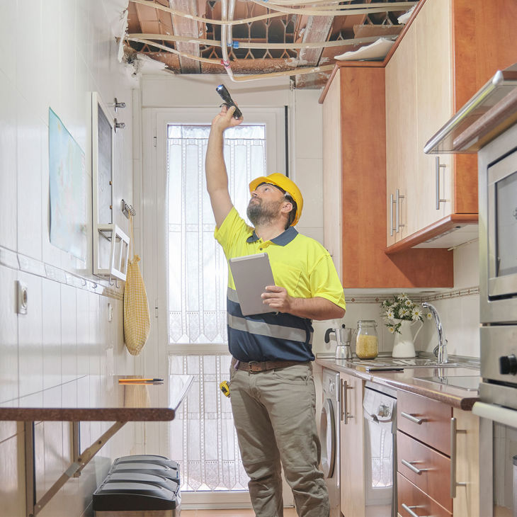 Claim Inspector Performing Damage Survey 