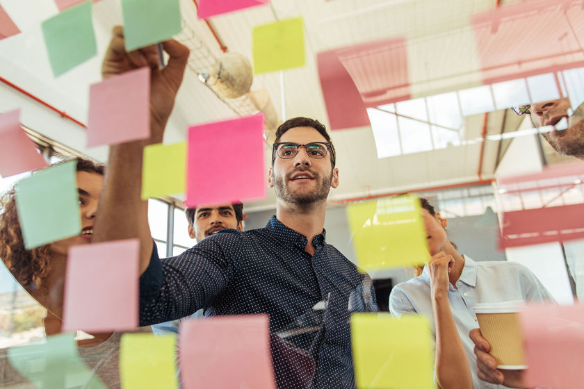 Brainstorm Session Using Sticky Notes 