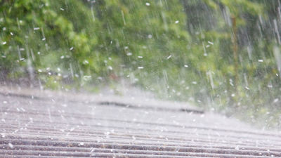 Close Up Of Hail Coming Down On Roof 