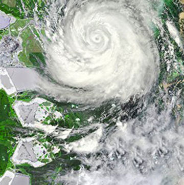 Aerial photo of a hurricane 