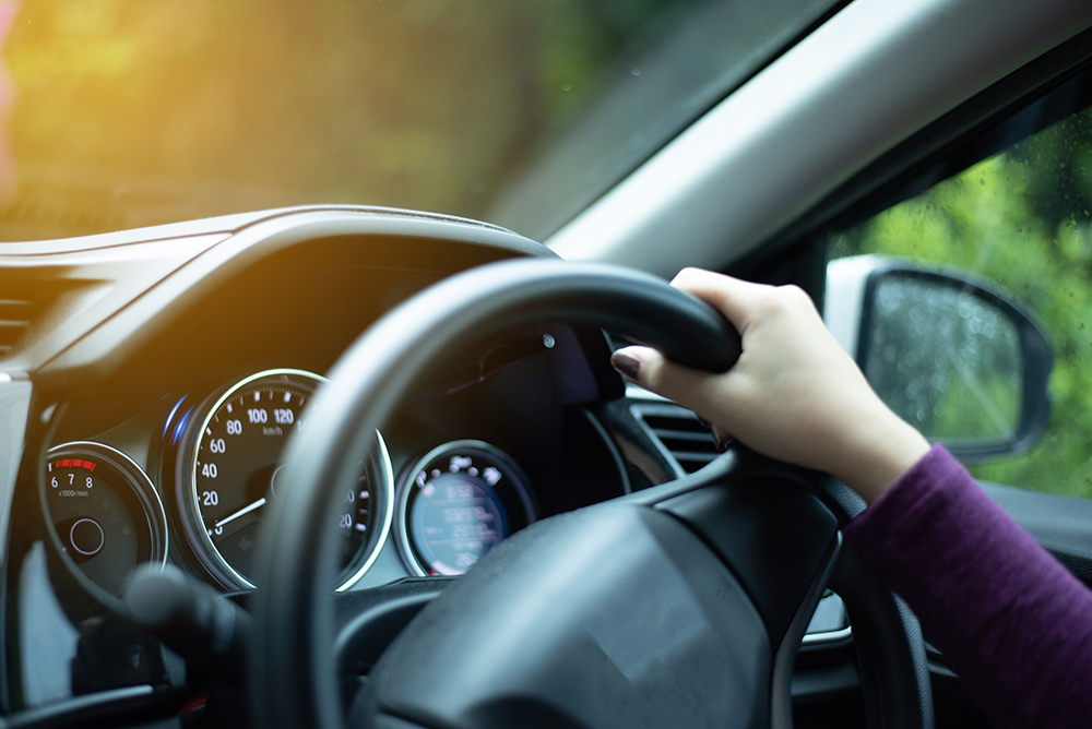 steering wheel of car