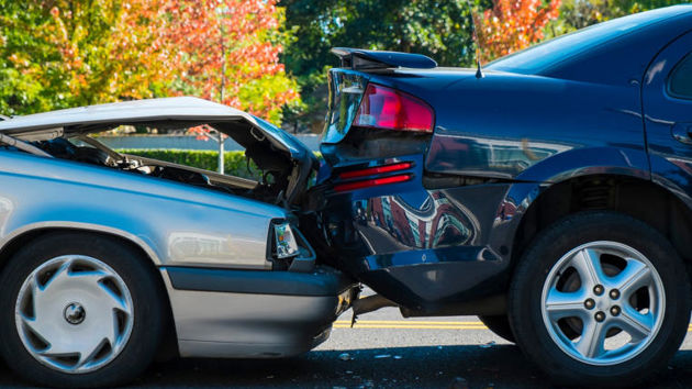 Silver Car Black Car Crash Rear End 