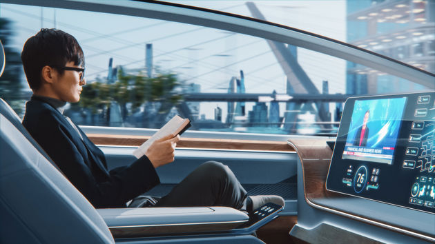 Man In Futuristic Car 