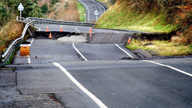 Roadway Severly Damaged By Earthquake 
