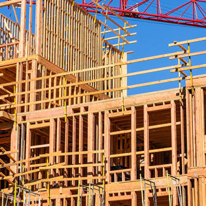 Construction Site With Wood Framing 