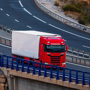 Semi Truck On Curving Highway 
