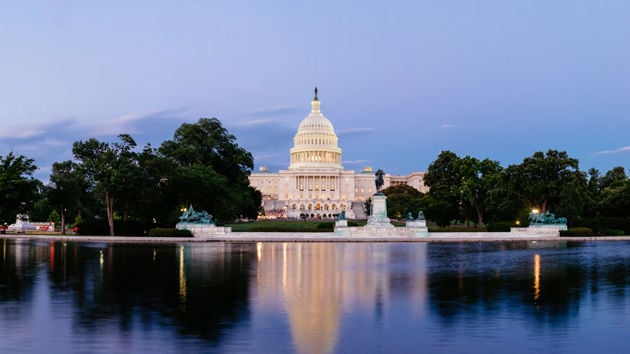 Us Capitol Building With Reflection 